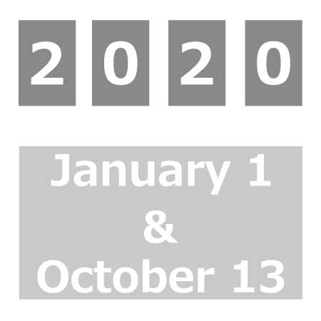 2020年1月14日と10月13日